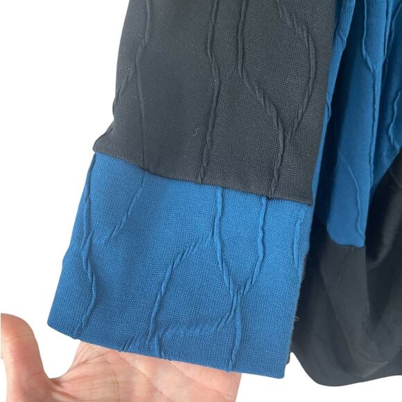 IC By Connie K Knit Tunic Top Color Block Lagenlook Artsy Blue Black Sz. XL - Picture 4 of 8